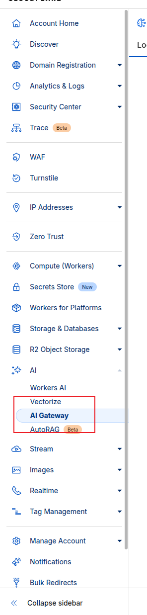 Cloudflare AI Gateway 创建界面